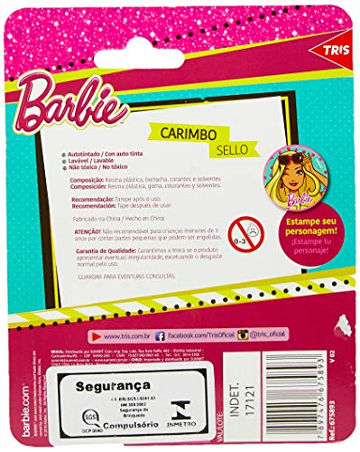 Carimbo Autotintado Barbie, Mattel, 7897476675893, Multicor, pacote de 4