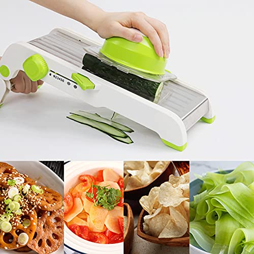 Verstelbare Snijmachine Roestvrijstalen Handmatige Snijder Groenterasp Julienne-snijder Fruithakselaar,Green - Image 5