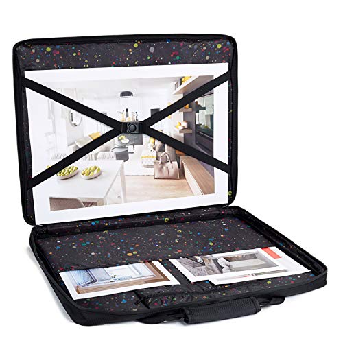 Art Portfolio Case - 19x15 Waterproof Portfolio Folder for Artwork - Artist Zipper Carrying Bag with Storage for Drawing Photography or Poster - Large Size 19" x 15"