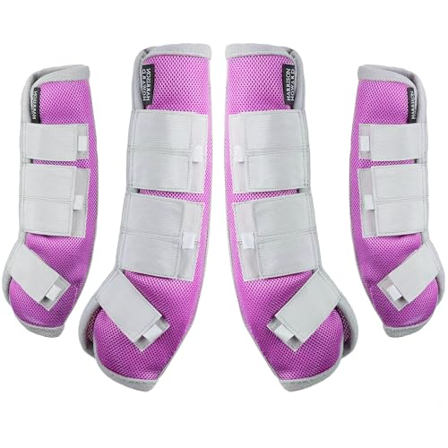 Image of Harrison Howard Horse Fly Boots Leg Guards Fly Boots Protection Set of 4 Light Purple Large Full Size