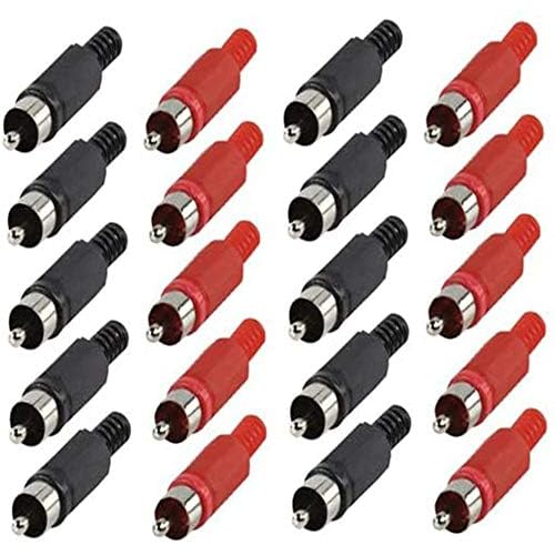 RUNCCI-YUN 30pcs Conector RCA, Adaptador de Audio RCA, Video Clavija Macho RCA, Conectores chasis RCA,RCA Adaptador Soldadura, para Cable, Soldadura