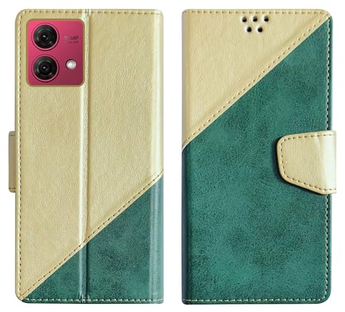 Image of SBMS Flip Cover for Motorola Moto G84 5G Back Cover Case with Magnatic Closure | Inbuilt Stand | Card Pocket & Money Pocket (MultiGreen)