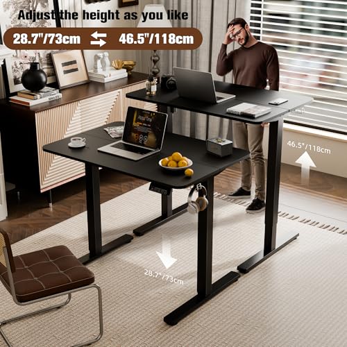 Image of ERGOMAKER 35 inch Electric Standing Desk, Height Adjustable, Sit Stand Up Desk for Home Office & Computer Workstations, Memory Controller, Black