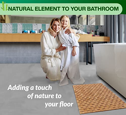 Zpirates Natural Bamboo Wood Bath Mat - Large, 34 X 18 Inches (L X W) Foldable Bathmat, Accessories For Bathroom Sauna Spa Tub And Outdoor #TOP6