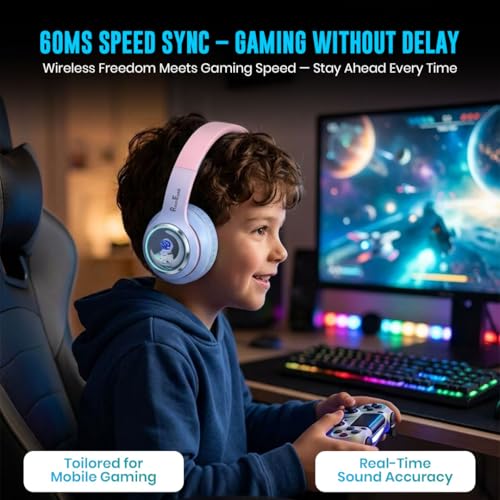 Image of PunnkFunnk Kids Watch + Headphone Combo, GPS, SOS, Camera, Touch Display, Wireless Headphones with Bluetooth 5.3, HD Sound, Built-in Mic, Comfortable Over-Ear Design