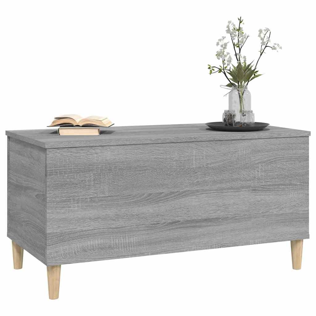 Stolik kawowy Sonoma szary, 90 x 44,5 x 45 cm, materiał drewnopochodny, z regulacją wysokości, z miejscem do przechowywania, trwały, nowoczesny mebel do salonu, nadaje się jako stolik do sofy