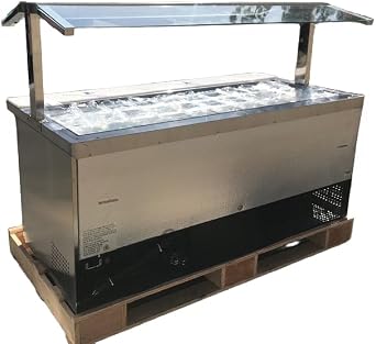 Commercial Salad Buffet Table Refrigerator, ETL Open Glass Cold Table Fridge Cooler, 72 W