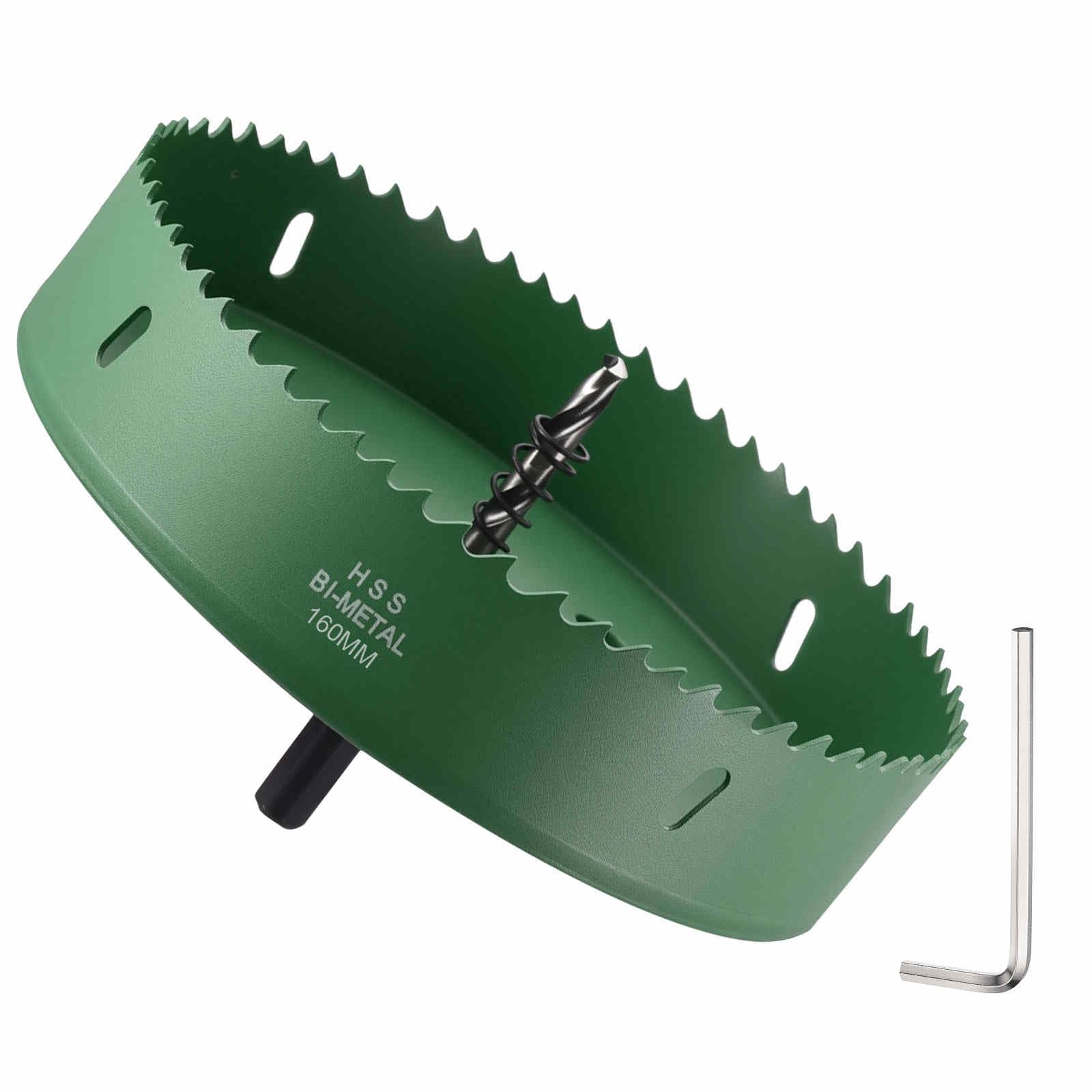 DTGN 6-5/16" Bi-Metal Hole Saw M42 HSS - 160mm Hole Cutter - Good for Thick Stainless Steel/Alloy/Aluminium/Brass/Copper - Green