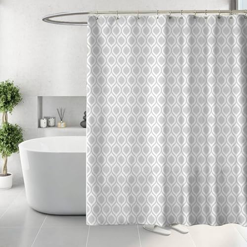 TRIMENGO Plastic Shower Curtain Liner, Silver Striped Pattern, Waterproof Printed PEVA Shower Curtain with Design, Rustproof Grommets, Standard Size 70x72 Bathtub Curtain for Bathroom (Pack of 1)