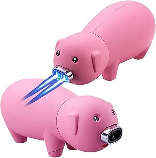 Torch Lighter, Cute Pig Dual Nozzle Flame Lighter (Refillable, Adjustable Flame Height, Windproof Dual Jet Flame, Lockable Flame, High Strength Windproof) Torch Lighter Turbocharger, Cigar Candle Fire