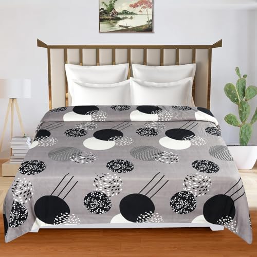 Image of la' amour Super Premium Quilt Cover Double Bed with Zipper Blanket Cover /rajai Cover /Comforter Cover /Duvet Cover King Size Soft Cotton Breathable Skin Friendly 90x100 Inches, Color- Circle Black White