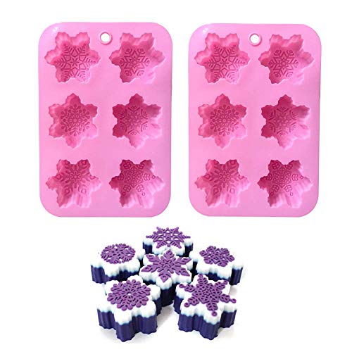 ESA Supplies Snowflake Molds Silicone Soap Making Molds Candle Molds Christmas Baking Pans Cake Chocolate Candy Molds 2 Pack