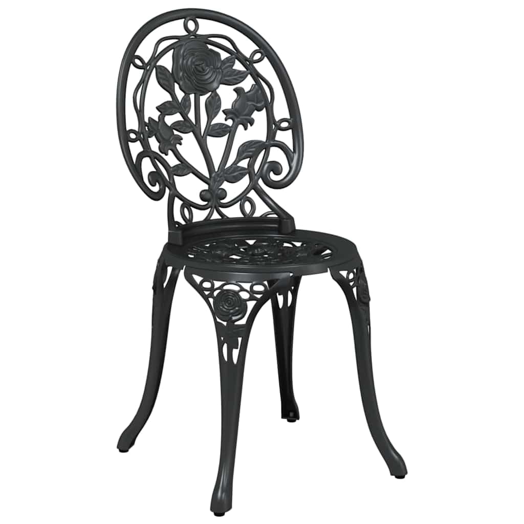 Set Bistro da Giardino 3 pezzi Nero in Alluminio resistente per esterni, tavolo e sedie eleganti per terrazza, balcone e patio, arredo outdoor pratico per pranzo e relax