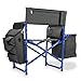 PICNIC TIME Fusion Camping Chair with Side Table and Soft Cooler, Outdoor Foldable Padded Camping Chairs with Cup Holder for Lawn, Beach, & Sports Use for Adults, (Dark Gray Blue Accents)