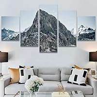 SIGNWIN 5 Panel Canvas Wall Art Snowy Tops for Home Decorations Ready to Hang - 60