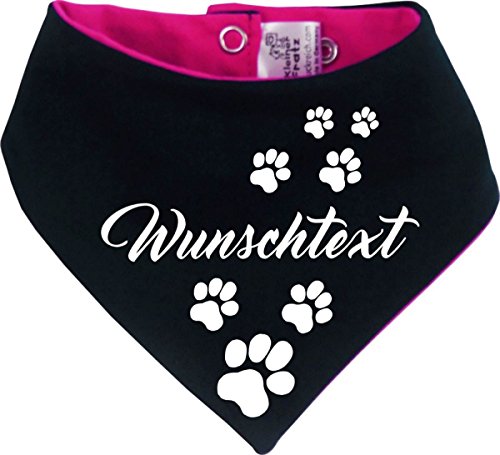 beidseitiges Multicolor Hunde Wende- Halstuch (Fb: pink-Navy) (Gr.3 - HU 36-44 cm) mit Ihrem Wunschtext