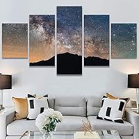 SIGNWIN 5 Panel Canvas Wall Art Aerial Astronomy & Space Dramatic Global Green Photography Realism Stars Ultra for Home Decorations Ready to Hang - 60