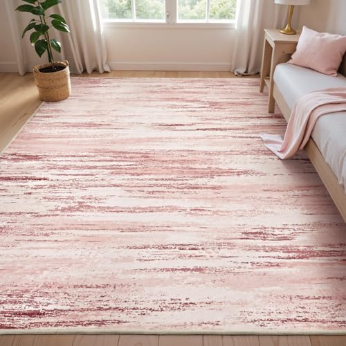 Image of tchdio Pink Rug-6x9 Area Rugs for Living Room, Ultra Soft Washable Rugs for Bedroom Non Slip Nursery Rug, Kids Rug Playroom Carpet for Bedroom,Pink