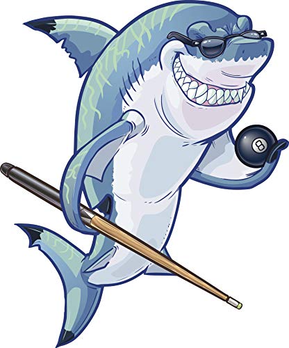Smiling Grinning Fun Great White Shark Occupation Cartoon - Billiards Pool Player Round Metal 0.75" Lapel Pin Hat Shirt Pin Tie Tack Pinback2