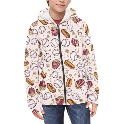 Kids Zip Up Hoodie Cheerful Sports Print Sweatshirt with Pockets for Boys Girls3