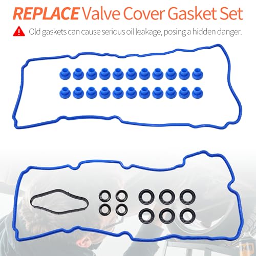 Image of HiSport Engine Valve Cover Gasket Set - Compatible with Ford Explorer 3.3L 2020 | F-150 3.3L 2018-2020 3.5L 2011-2012 | Police Interceptor Utility 3.3L 2020 - Replace VS50814R1