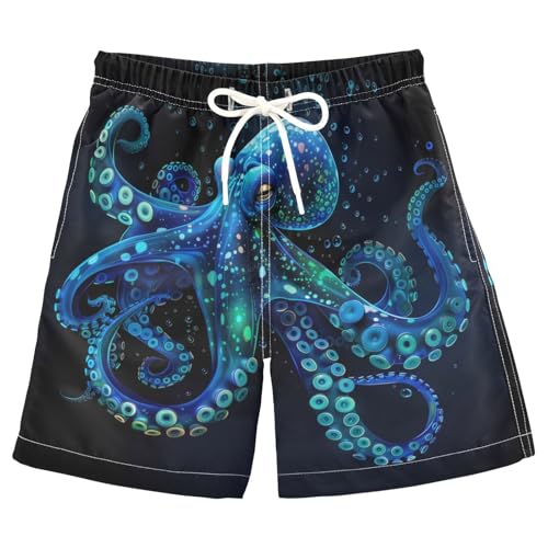 Blue Green Octopus Bubble Boys Swim Trunks Kids Toddler Beach Board Shorts Teen Quick Dry Bathing Suit Swimsuit