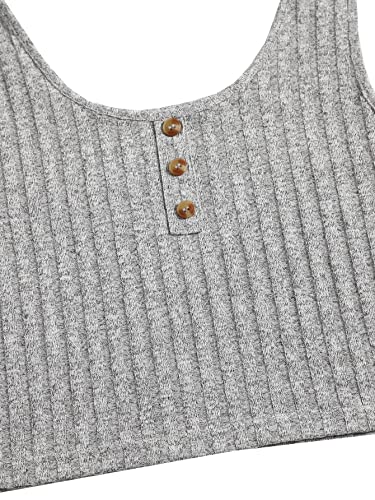 Image of SOLY HUX Women's Button Front Ribbed Knit Tank Top and Shorts Pajama Set Sleepwear Lounge Sets