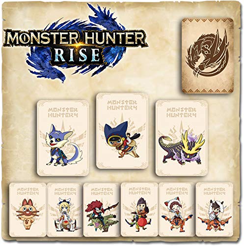 9 PCS Monster Hunter Rise NFC Mini Cards,Include: Palamute, Palico, Magnamalo. Compatible with Switch/Switch Lite/New 3DS