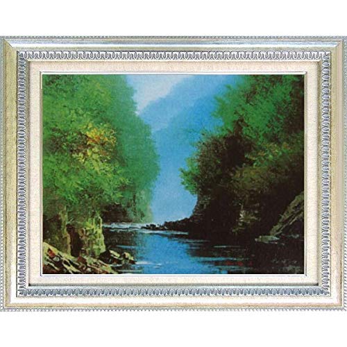 油絵 油彩 油彩画 絵 絵画 【新緑の渓谷】