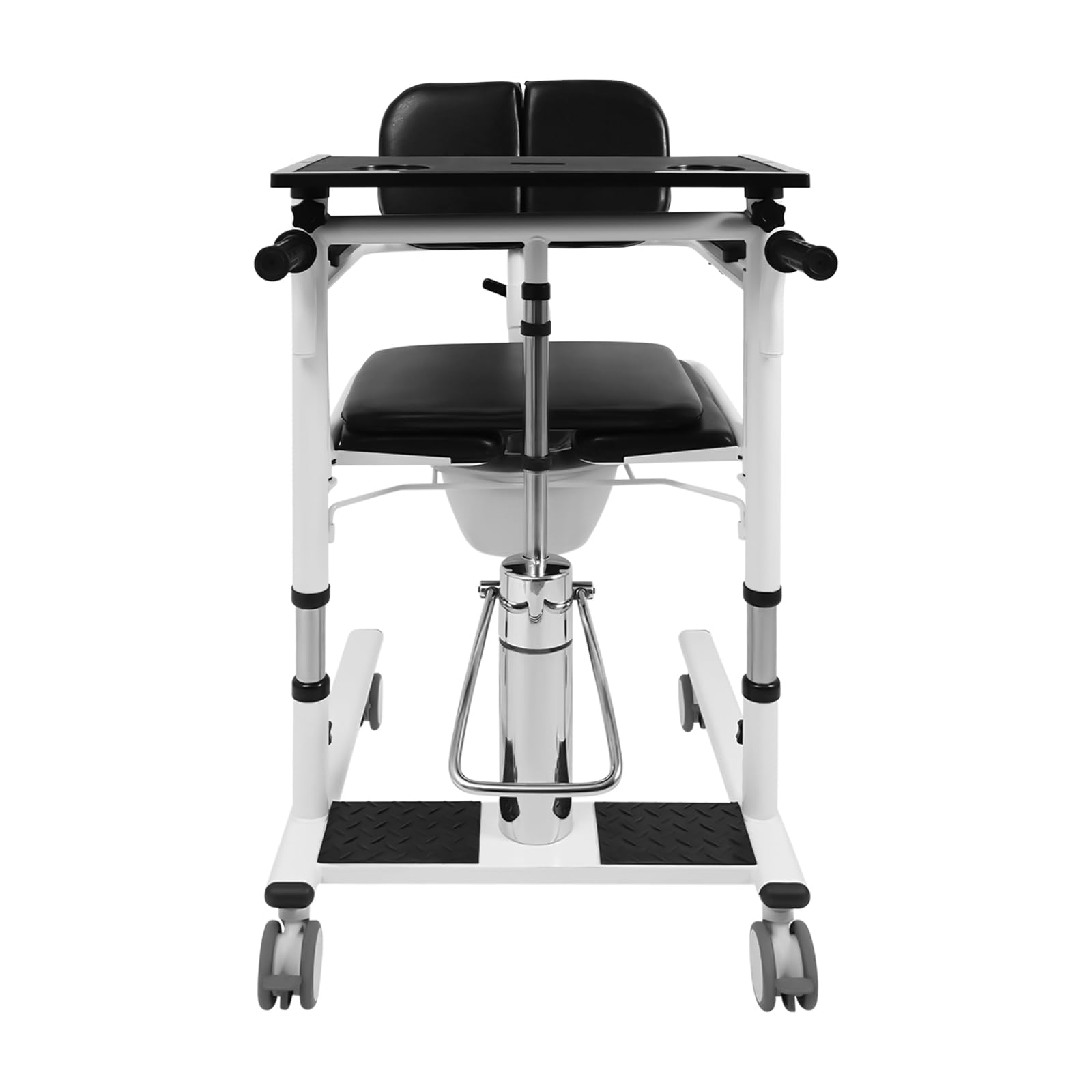 Hydraulic Patient Lift Chair,330lbs Hydraulic Patient Lift Transfer Chair Mobility Elderly Aid Wheelchair Lift,180° Split Seat Cushion,with Chamber Pot with Lid (Black)