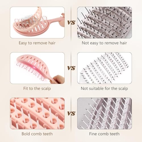 Image of Detangling Hair Brush,Curly & Straight Hair for Women Men,Portable Vented Paddle Brush for Wet Dry & Damaged Hair,Salon & Home Personal Use (Pink)