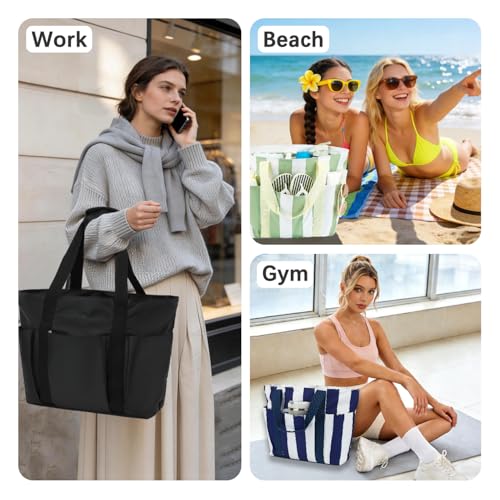 Image of Fammart Mesh Beach Bag for Women, Large Beach Toy Pool Bag with Zipper Pocket, SandProof Cruise Essentials 2026 Family Travel