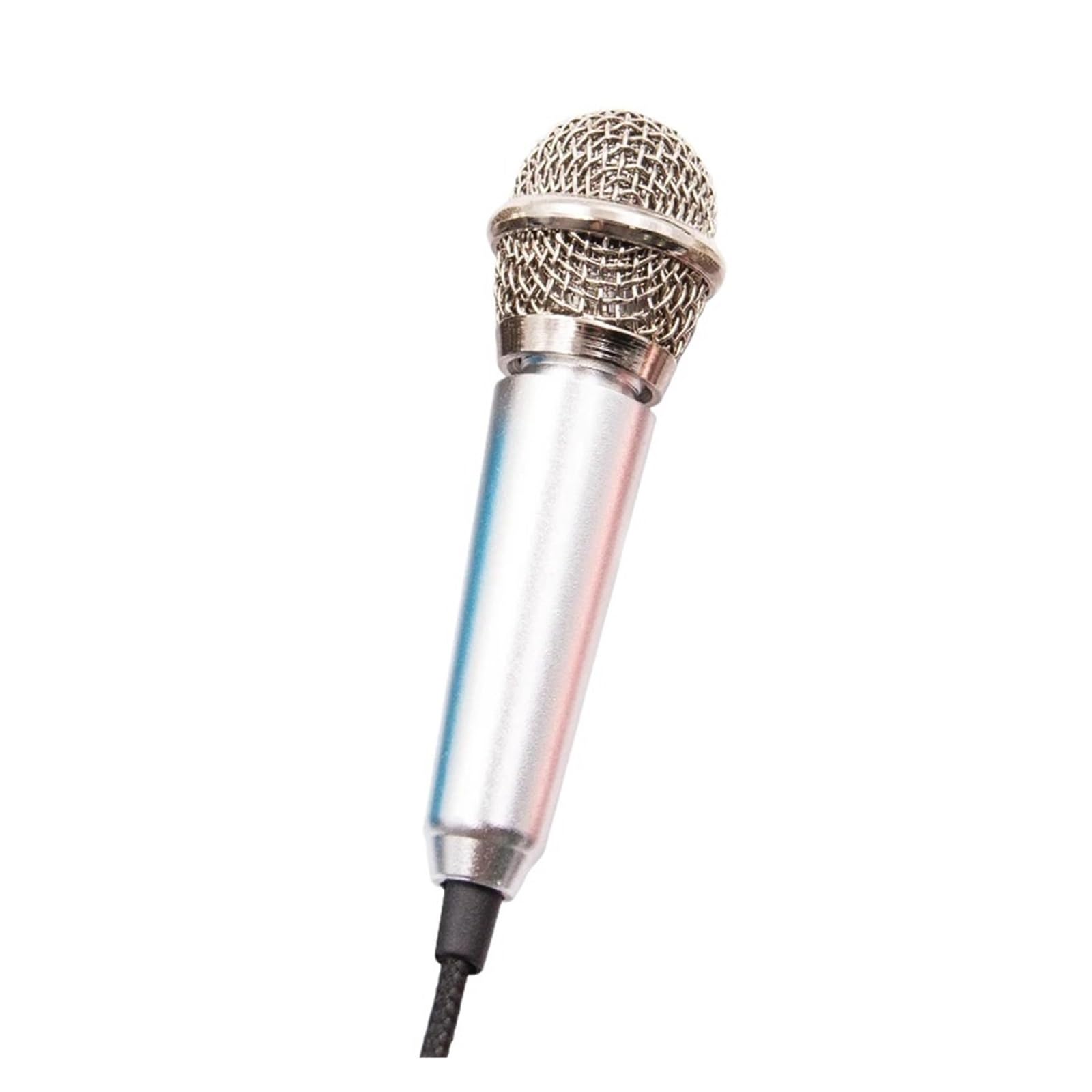 TRDEWR Portable 3.5mm Stereo Studio Mic KTV Karaoke Mini Microphone For Smart Phone Laptop PC Desktop Handheld Audio Universal Compatibility(Silver)