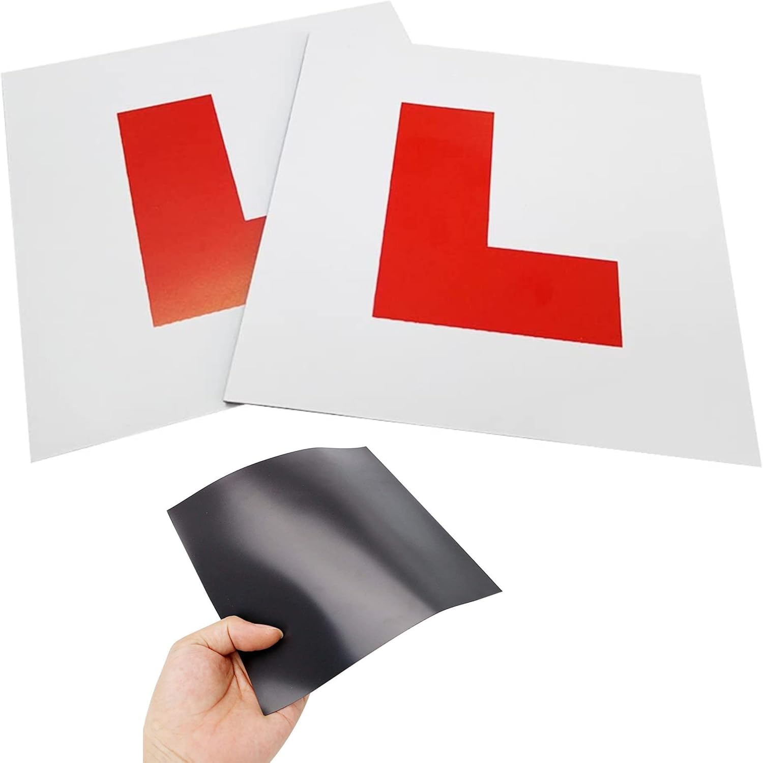 2 Pack L Plates Car Learner New Driver Fully Magnetic Exterior Non Scratch Red