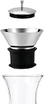 WUWEOT 33 OZ Pitcher en verre en acier inoxydable Silicone Couvercle à glissière, résistant à la chaleur Borosilicate Eau Carafe Jug Beverage Pitchcher pour eau, lait, café, vin servi, thé glacé et jus
