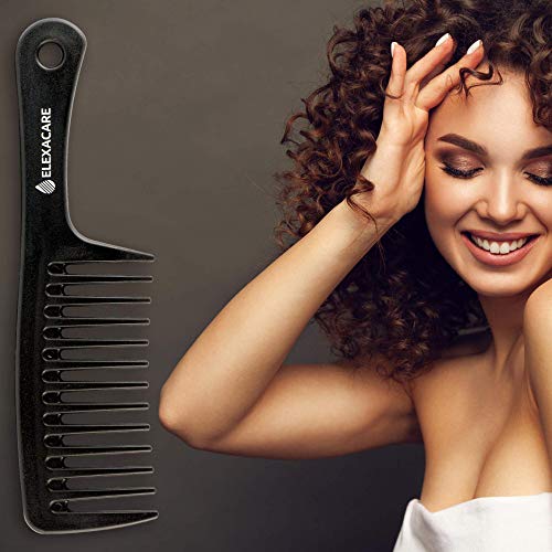 ELEXACARE Lockenkamm, weit gezahnt (ca. 24 cm) - Grobzinkiger Griff-Styler Kamm für Locken und lange Haare