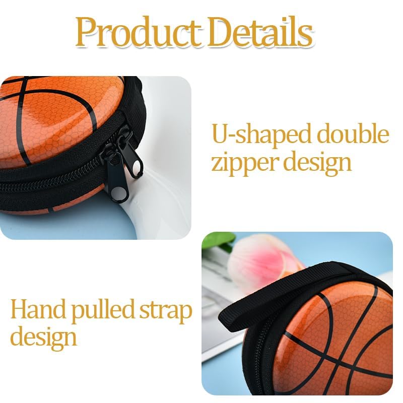 Sports Ball Pattern Coin Purse Trinkets Pouch Soccer Storage Case Box (Brown)3