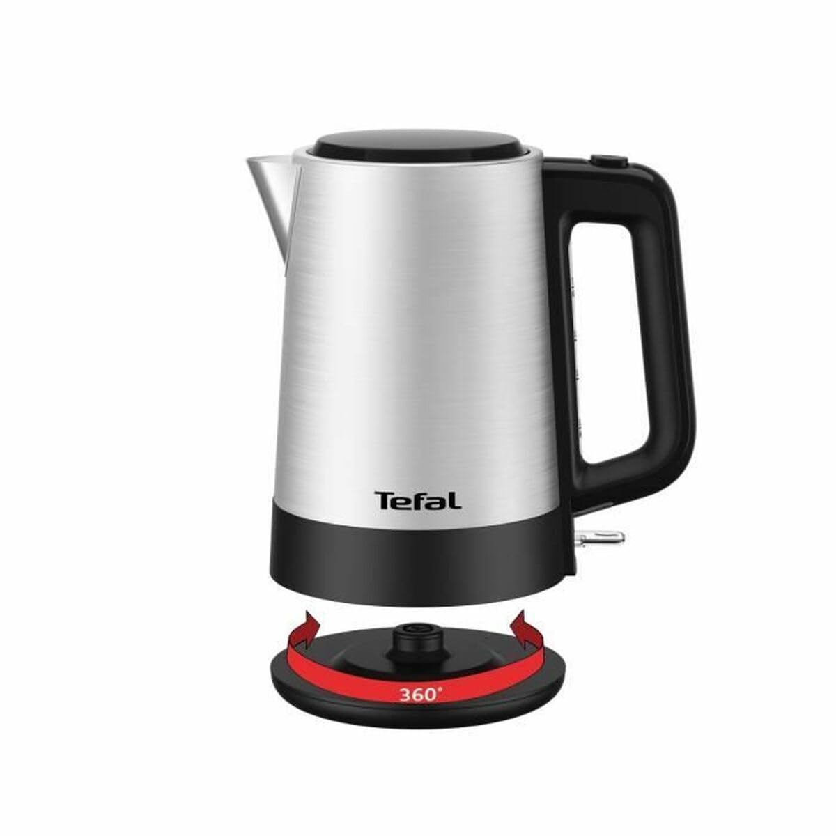 TEFAL Bezprzewodowy czajnik elektryczny ze stali nierdzewnej 1,7L, ukryty opcja, opcja podniesienia, podstawa 360°, 2200W, Equinox BI520D10