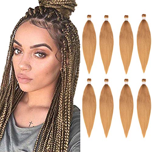 Pre-stretched Braiding Hair Easy Braid Professional Itch Free Synthetic Fiber Crochet Braids Yaki Texture Hair Extensions 2 Packs Braid Hair 26 Inch (8packs27#)