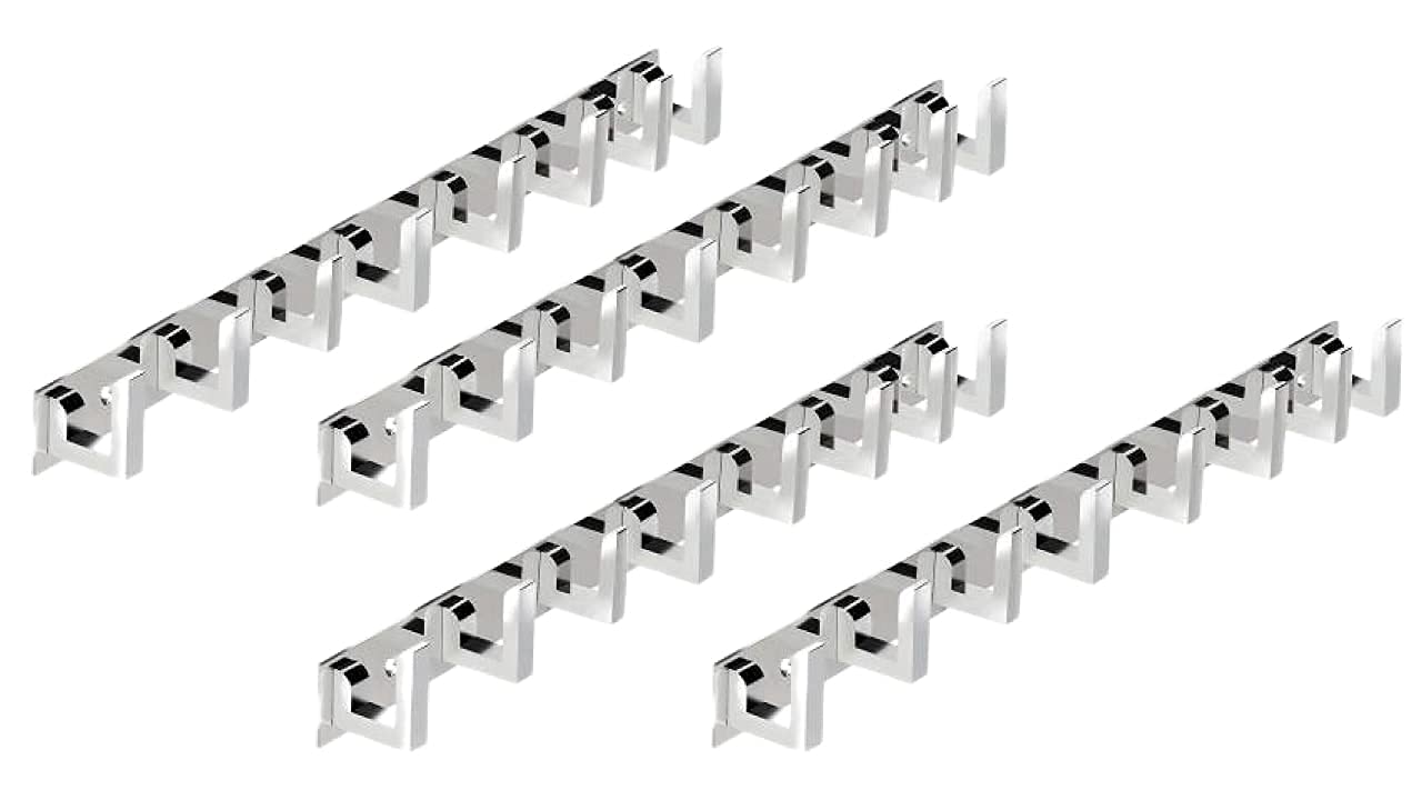 GAIYERA Pack 4 Stainless Steel L typs Wall Door Hook Pemium Classic 8 Pin Cloth Hanger Wall Door Hooks Rail for Hanging Clothes, Towel Hook Rail-image-6