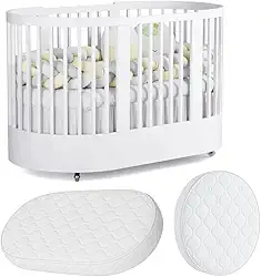 Berço Redondo Evolutivo Crescer 3 em 1 Coleção Wave Divicar Fabricado em MDF e Madeira Maciça Eucalipto (BRANCO)