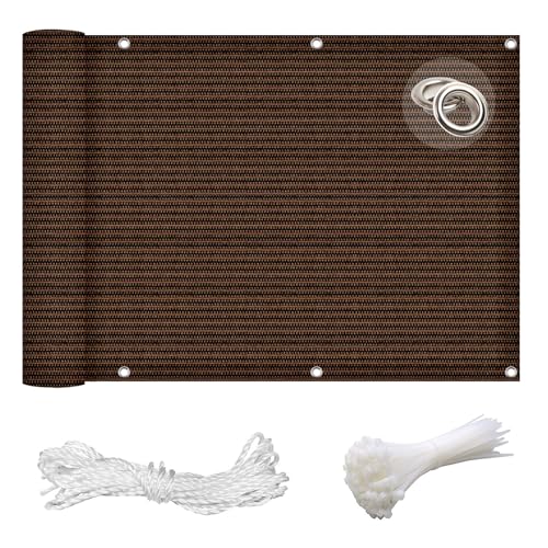 GAIFNAG Sichtschutz Zaunblende 105 x 400 cm Sichtschutz Sichtschutzzaun, Schattiernetz Tennisblende HDPE 220G/M², Wind- Und Uv-Schutz für Balkon Terrasse Garten, Braun