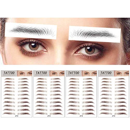 DAGEDA Brown 44 Pairs 4 PC 4D Eyebrow Transfers Stickers, Long Lasting Natural Waterproof Bionic Eyebrow Water Transfer Tattoo Eyebrow Sticker For Woman Man Makeup Tool（#JY13）