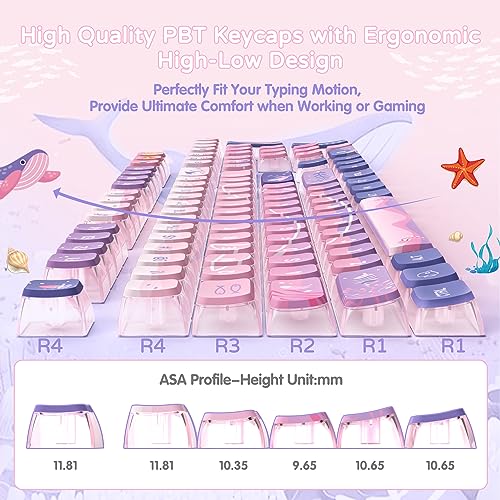 MAMBASNAKE 120 Keys PBT Pudding Keycap Set,ASA Profile,Dye-Sublimation,ANSI US Layout for 61 68 87 98 104 108 Mechanical Keyboard,Compatible with Cherry Gateron Otemu Kailh MX Structure(Fantasy Ocean) - Image 4