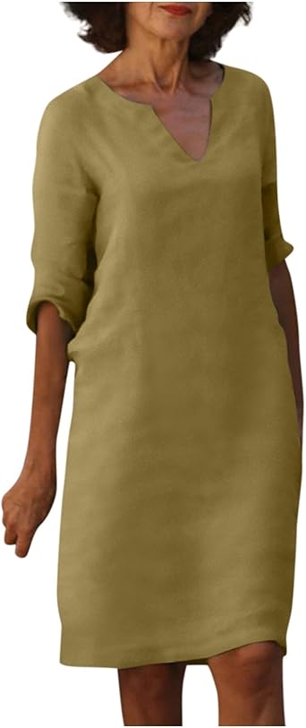OIOLOYJM Plus Size Summer Dresses for Women 2025 Plus Size Dresses for Curvy Women 3/4 Sleeve Casual Boho Kaftan Dresses