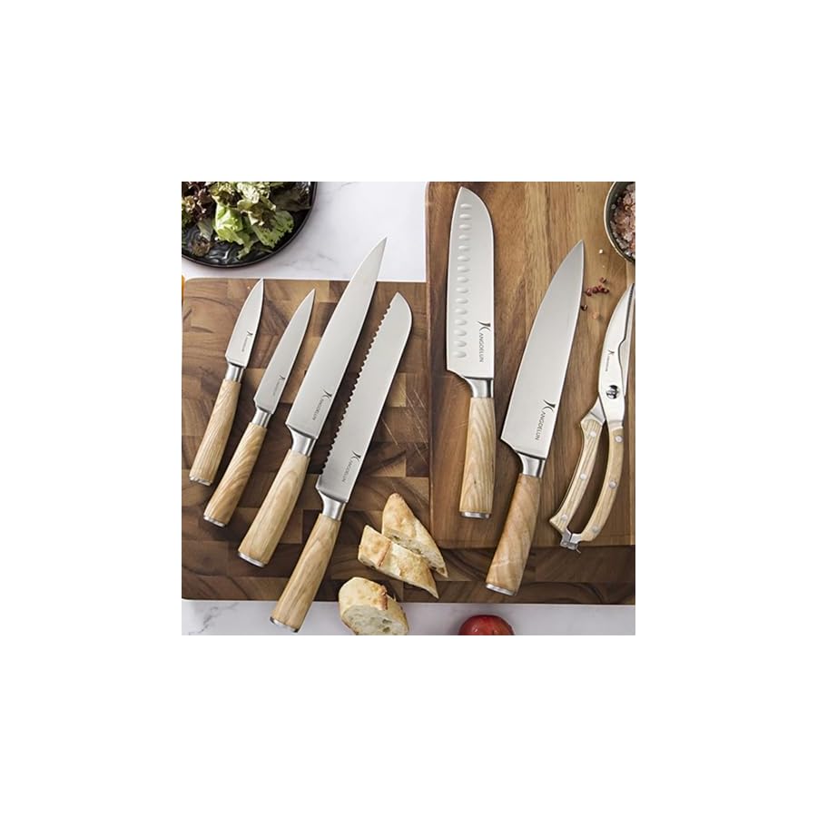 Natura-Series-14-PCS-Knife-Block-Set-Ultra-Sharp-High-Carbon-Stainless-Steel-with-Wooden-Handle Kangdelun Natura Series 14 PCS Knife Block Set, Ultra Sharp High Carbon Stainless Steel with Wooden Handle