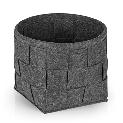 N8WERK Filz-Aufbewahrungskorb 24x24x24cm | Ideal zur Aufbewahrung von Kaminholz & Zeitschriften | Strapazierfähig & vielseitig | Faltbarer Aufbewahrungskorb passend für Regale [Dunkelgrau]