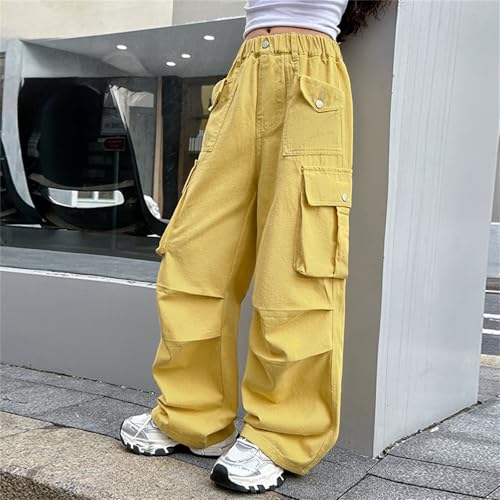 Baggy Cargo Pants for Girls Solid Color Elastic High Waisted Stretchy Soft Casual Pants Summer Cool Comfy Trousers4
