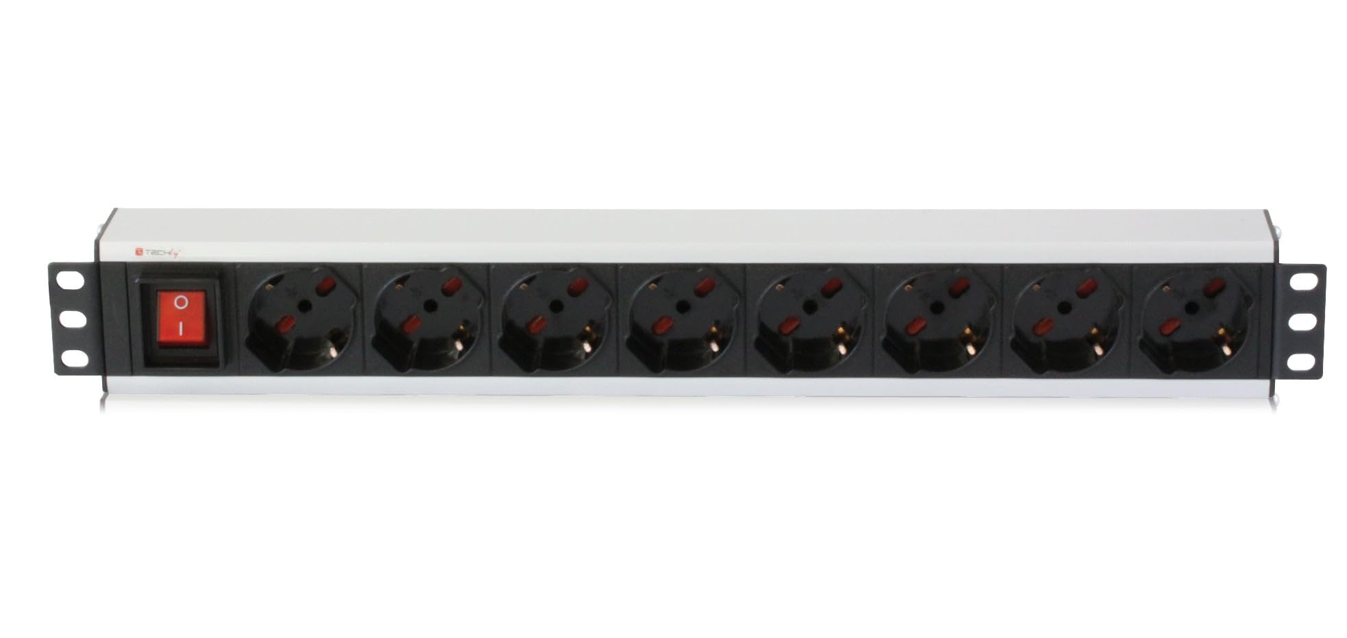 Techly Professional 023257 - Regleta de 8 enchufes con Interruptor Negro