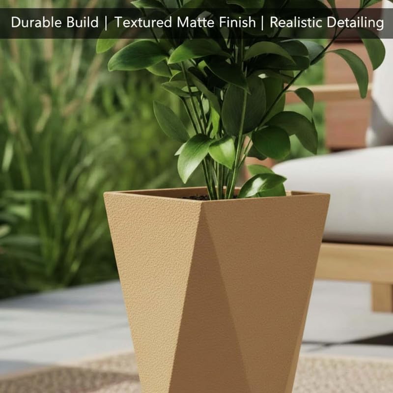 Image of Amazon Brand - Umi Diamond 18 Inch Pots for Planter & Flowers Big Size Gamla - Lightweight, Durable Outdoor & Indoor Planters, Perfect for Balcony & Terrace Gardens (Brown)